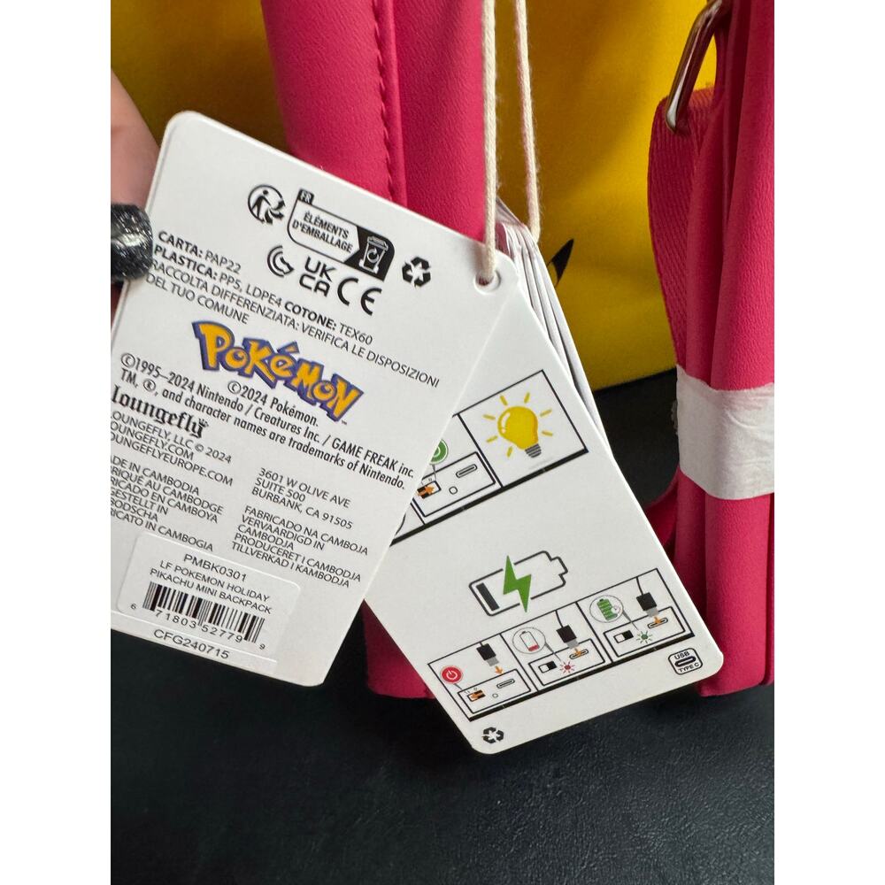 Pokemon Santa Pikachu Christmas Lights Light Up Mini Backpack New Loungefly - Picture 7 of 8